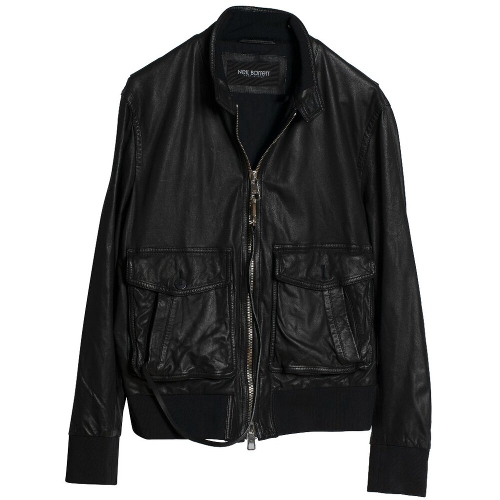 rrp €2,400 NEIL BARRETT (Italy) Lambskin Leather Pilot Jacket : L